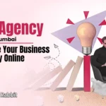 Advertisement for Startup Rabbit SEO Agency in Navi Mumbai, showing a man with a laptop and a lightbulb graphic.