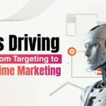 Robot graphic with text "AI is Driving Shift from Targeting to Real-Time Marketing