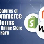 Key Features of E-commerce Platforms Every Online Store Must Have" alongside the logos for Shopify, Magento, and Wix.